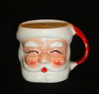 Vintage Christmas Ceramic Santa Claus Mug Closed Eyes
