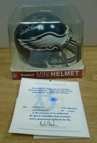 Sheldon Brown Philadelphia Eagles Signed Mini Helmet Riddell W/coa 072519dbt4