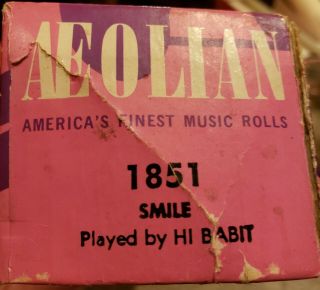 Vintage Aeolian Player Piano Roll - 1851 Smile