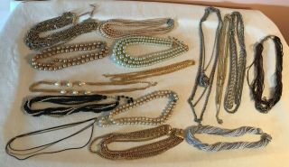 15 Vintage Estate Multi - Strand Necklaces 18 - Strand Silver/gray Monet Korea