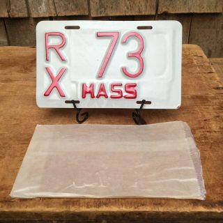 Vintage Nos 1970s Massachusetts Motorcycle License Plate No.  Rx73 Sign Man Cave