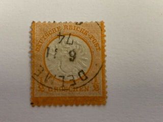 1872 - 74,  1/2 Groschen,  German Empire Vintage Stamp,  Sg 18 Cv £14.  50 (2014) Orange