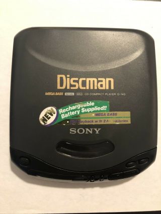 Vtg Sony Discman D - 143 Portable Cd Player Mega Bass