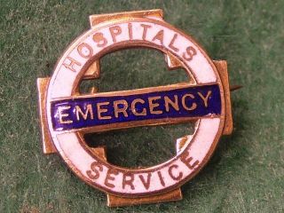 Vintage " Hospitals Emergency Service " Enamel Lapel Badge.