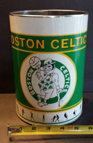 Vintage Nba Boston Celtics Metal Popcorn Tin W 6 " & D 8.  5 "