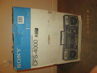 Vintage Sony Cfs - 4000 Am/fm Stereo Cassette Boombox Ghetto Blaster