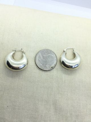 Vtg Sterling Silver 1/2” Puffy Hoop Earrings 6.  2g 5 - 26
