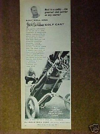1965 Jack Nicklaus Golfer,  Golf Club Cart Print Photo Ad