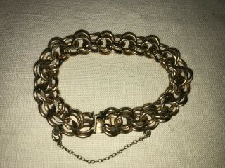 Very Pretty Vintage Gold Double - Link Chain Bracelet 1/20 12 Kt Gf Elko