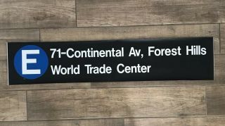 Vintage York City Subway E Train Roll Sign World Trade Center 71 - Continental