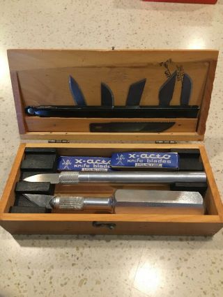 Vintage X - Acto Knife Set Carving Tools Kit Wood Cut,  Extra Blades