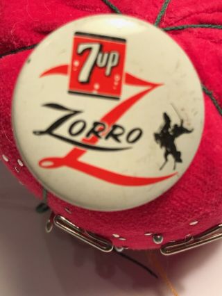 Vintage 1957 Zorro 7 - Up Pinback Buttons,  Walt Disney Production Advertising.