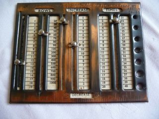 Vintage Row Counter The Mp Handy Guide Knitting & Crochet Coppered Metal 1930s