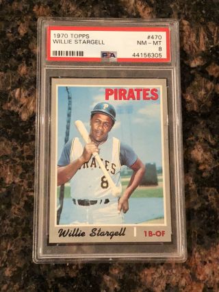 1970 Topps Willie Stargell Pittsburgh Pirates 470 Baseball Card Psa 8