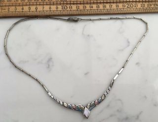 A Vintage Silver 925 Necklace With Colourful Mother Of Pearl Inlay