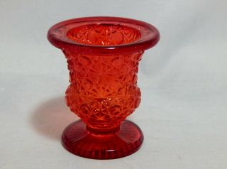Vintage Red Glass Footed Daisy And Button Toothpick