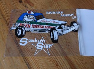 Vintage Brisca Stock Car Racing Window Sticker,  Richie Ahern 18.