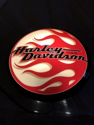 Harley Davidson Usa Lighted 16 " Round Wall Mount Sign
