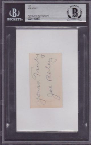 Joe Boley (d.  1962) Signed Cut 3x5 Index Card Autographed Bas 1927 - 28 - 29 - 30 A 