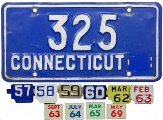 1957 1958 1959 1960 1961 1962 1963 1964 1965 1969 Connecticut License Plate (gib