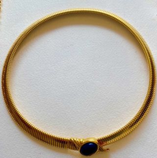 Monet Vintage Necklace Black Cabochon Gold Omega Collar