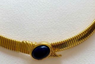 MONET Vintage Necklace Black Cabochon Gold Omega Collar 2