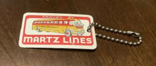 Vintage Martz Bus Lines Key Chain Advertising Red & Yellow