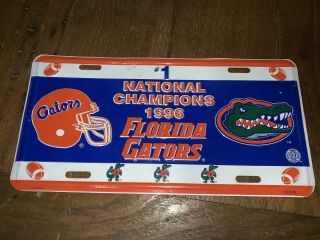 1996 Florida Gators Football National Champions License Metal Plate White