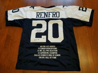 Mel Renfro " Hof 1996 " Autographed Xl Cowboys Stat Jersey (tristar Holo)