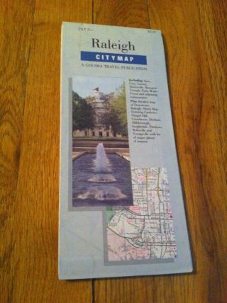 1992 Raleigh North Carolina Gousha Travel Publication Map Apex Cary Garner Rare