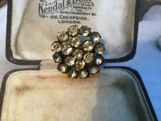 Vintage Old Tiny Tiny Circular Clear Crystal Brooch Pin Costume Jewellery