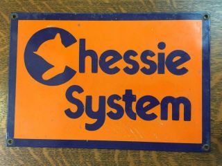 Vtg Porcelain Chessie Systems Transportation Railroad Sign C&o Railway