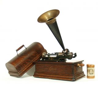 1912 Edison Home " D " Cylinder Phonograph W/original 14 " Horn 2 & 4 Minute