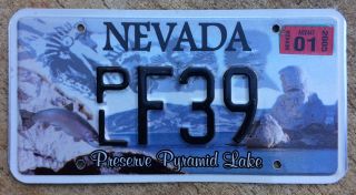 2005 Nevada License Plate Pl F 39 Preserve Pyramid Lake Graphic