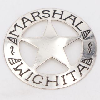 Vtg Sterling Silver - Franklin 1987 Marshal Wichita Star Badge - 15g