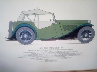 Vintage Picture Of 1939 M.  G.  Midget Tb By George A Oliver A Hugh Evelyn Print