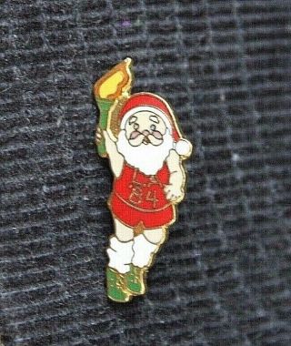 1984 Los Angeles Olympics Welcome Pin La Santa Clause Running Torch