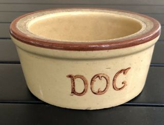 Vintage Roseville Pottery Dog Dish Bowl Brown And Tan