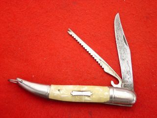 Vintage Jowika Made In Ireland 2 Blade 5 " Texas Toothpick Fishing Fish Knife
