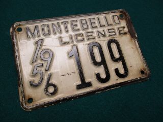 1956 MONTEBELLO CALIFORNIA BICYCLE - MOTORCYCLE - SPECIAL - ODD LICENSE PLATE 199 2