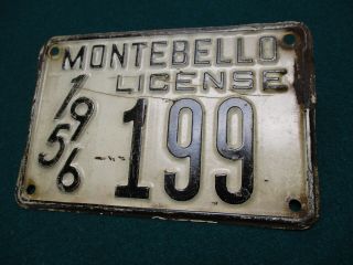 1956 MONTEBELLO CALIFORNIA BICYCLE - MOTORCYCLE - SPECIAL - ODD LICENSE PLATE 199 3