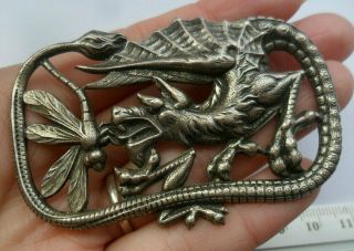 Vintage Jewellery Art Nouveau / Arts Crafts Style Dragon Dragonfly Large Brooch