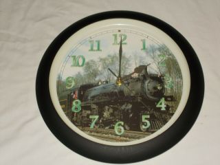 Railroad Train Locomotive Whistle Sounds Battery Operated 13 " Wall Clock