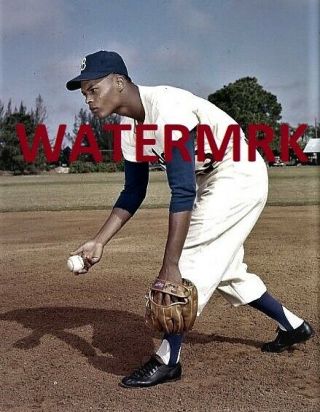 1957 Charlie Neal Brooklyn Dodgers Nl @ Spring Training 8x10 Photo Wow