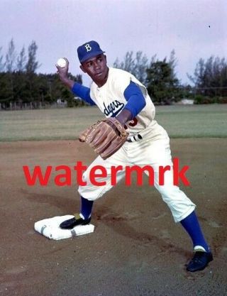 1957 Jim Gilliam Brooklyn Dodgers Nl @ Spring Training 8x10 Photo Wow