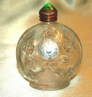 Vintage Embossed Star Green Rhinestone Top Miniature Perfume Bottle Pickwick Co.