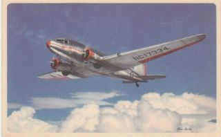 American Dc - 3 In Flt View Airline Issue Post Card