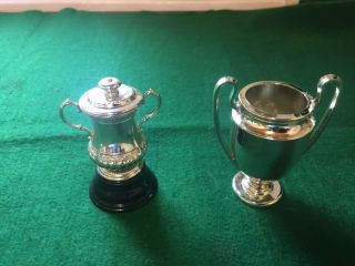2 Vintage Subbuteo Trophies Fa Cup & European Cup Vgc - Collectable