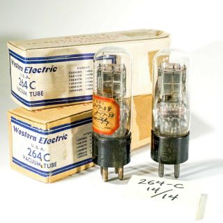 Matched Pair - Western Electric 264 - C Etched Base Vacuum Audio Tubes