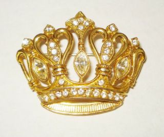 Vintage Signed K.  J.  L.  Kenneth J.  Lane Brooch Royal Crown Design By Avon Nr